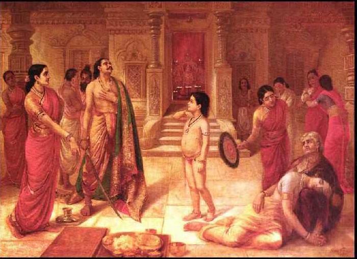 Raja Ravi Varma Mohini and Rugmangada to kill his own son Raja Ravi Varma china oil painting image